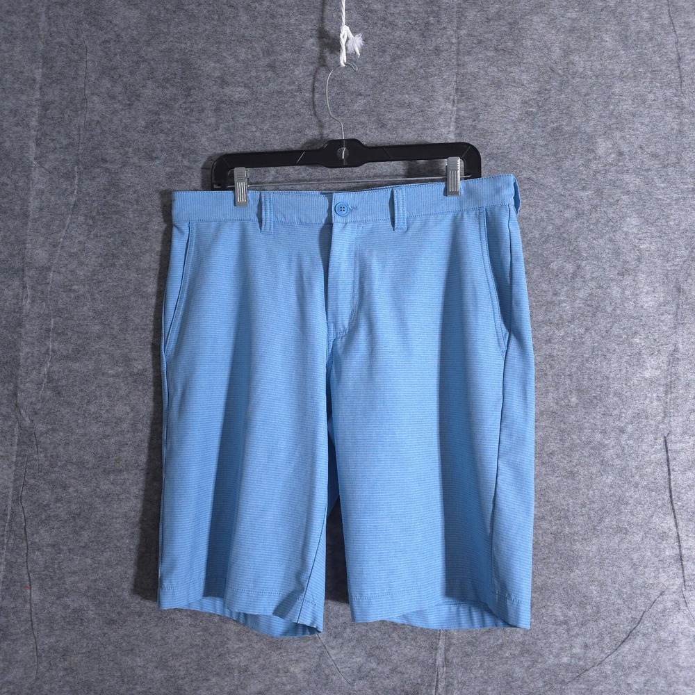 Adidas ClimaLite Men's Golf Shorts 38 Chino Blue Stretch Wicking Geometric Sport